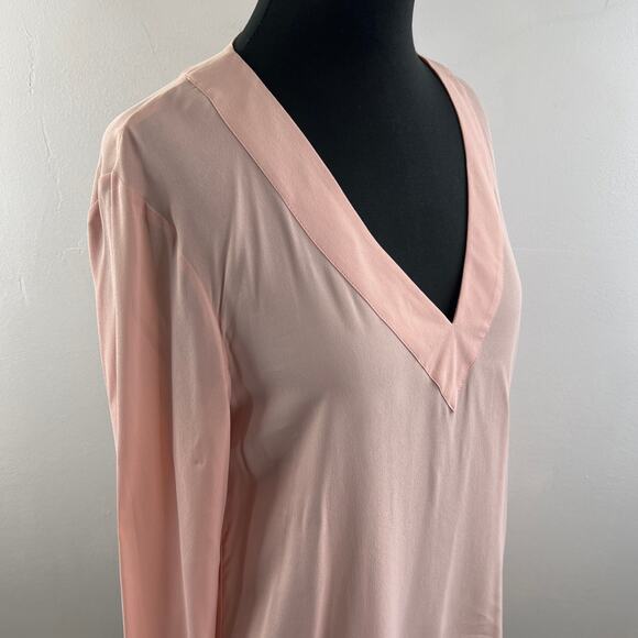 NWT ZARA Woman Hi Lo Blouse Top Pastel Pink V-Neck Long Sleeves Pullover Size M - Picture 5 of 10